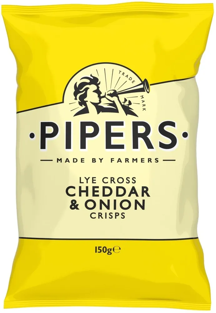 Pipers Lye cross cheddar & onion crisps