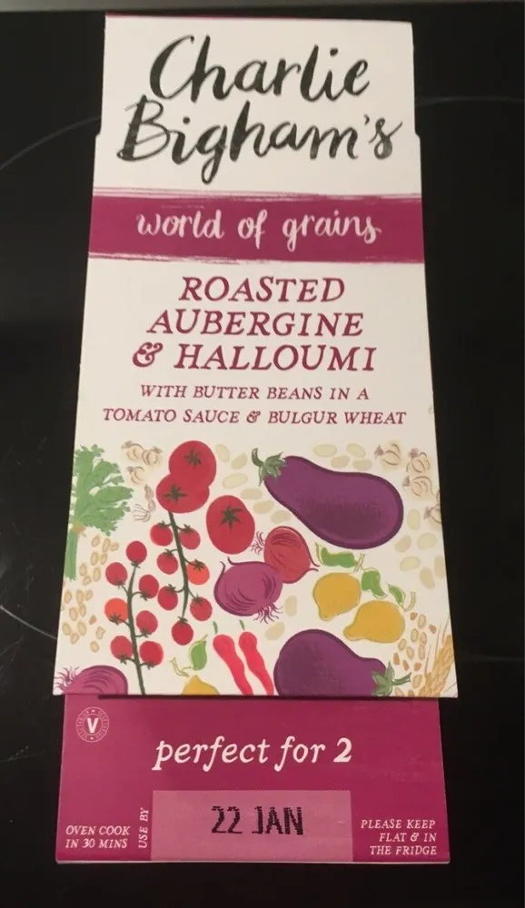 Roasted aubergine and halloumi