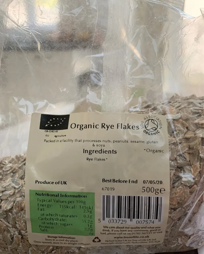 Organic rye flakes