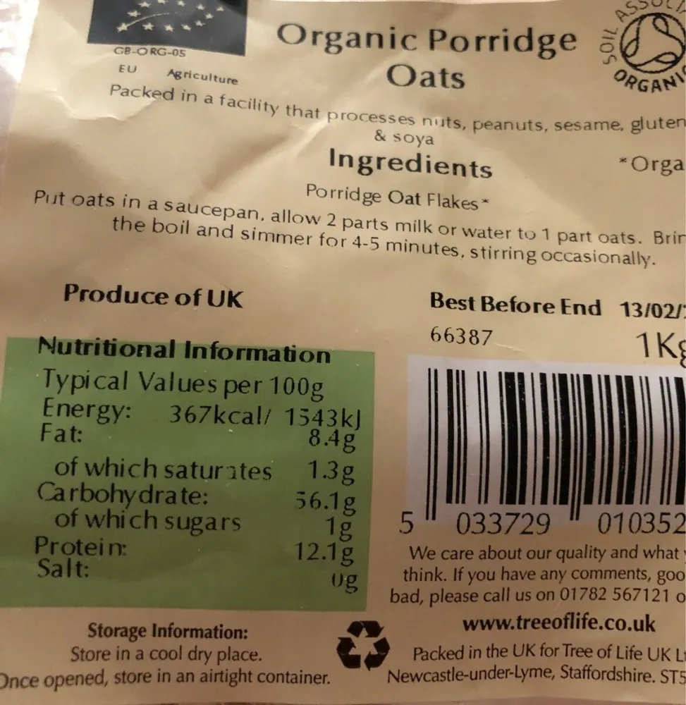 Organic Porridge Oats