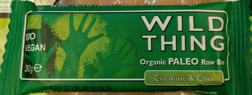 Wild Thing organic paleo Raw Bar coconut & chia