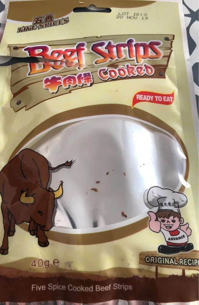 Five Spices Cooded Beef Strips With Sugar and Sweetener