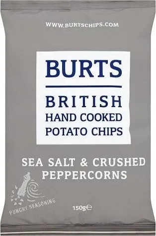 Burts British Hand Cooked Potato Chips Sea Salt & Crushed Peppercorns imp
