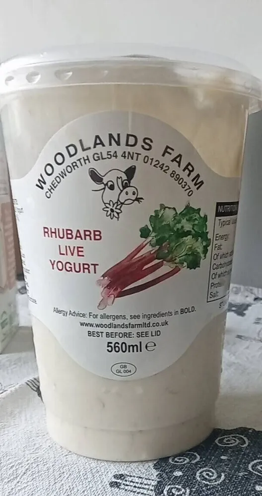Woodlands farm rhubarb live yoghurt