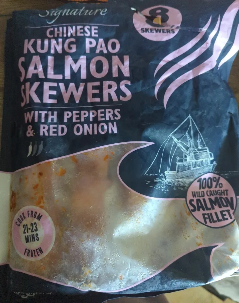 Chinese King Pao Salmon Skewers