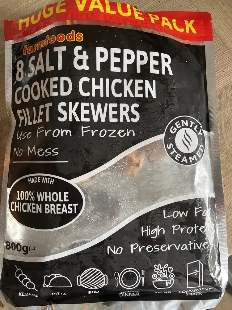 Salt and pepper chicken skewers