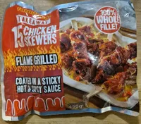 Flame Grilled Chicken Skewers Coated In Hot And Spicy Saucr