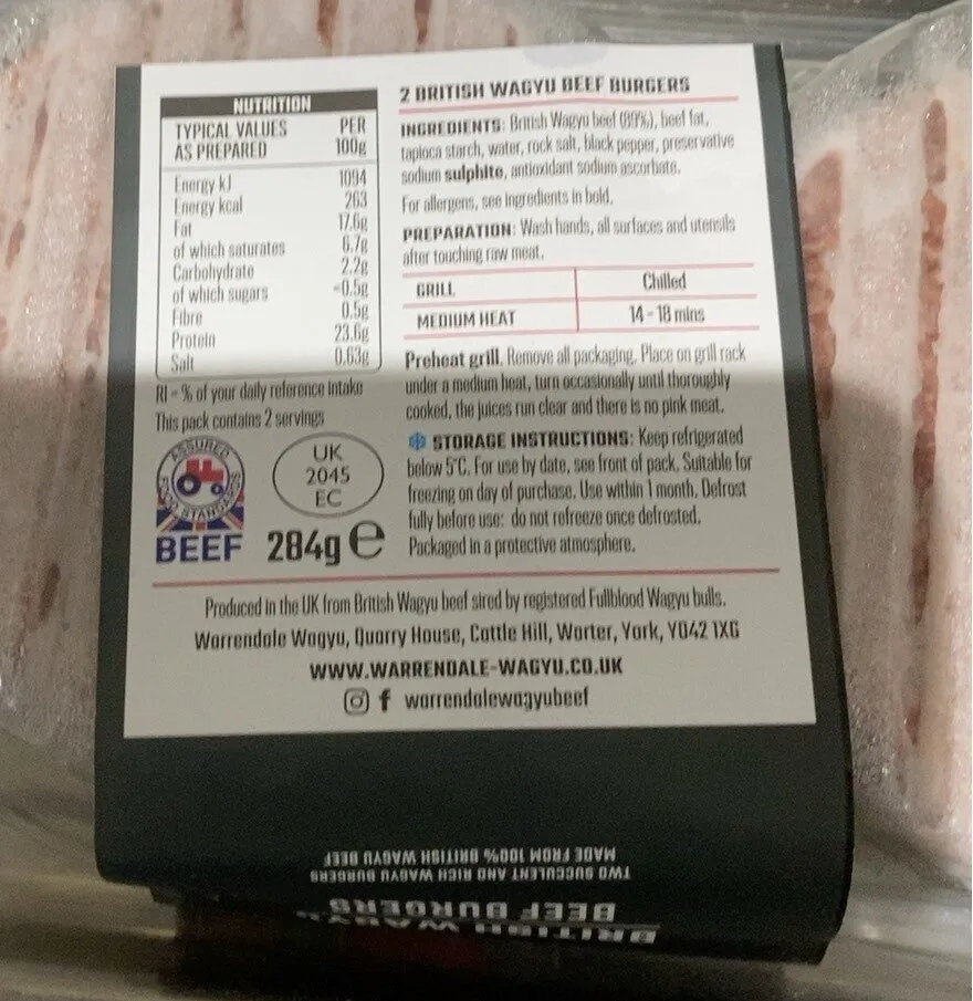 British wagyu beef burgers