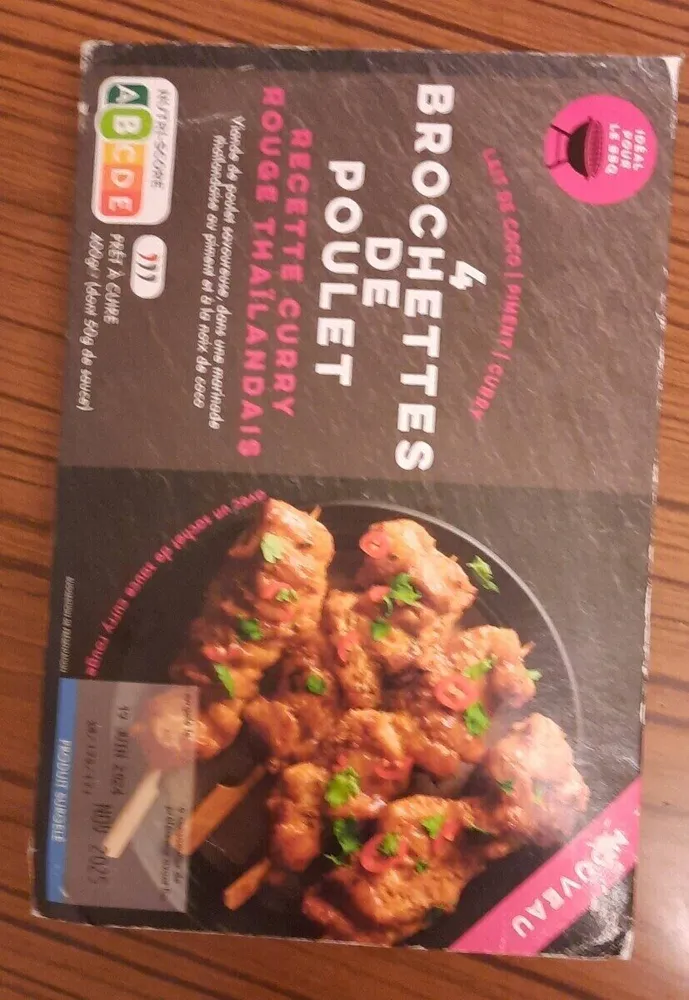 Brochette poulet curry rouge