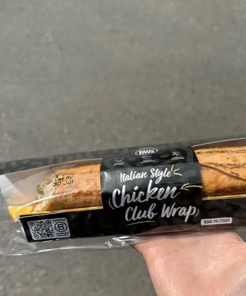 Italian style chicken club wrap