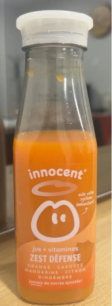 Jus + vitamines Zest défense orange-carotte, mandarine-citron, gingembre