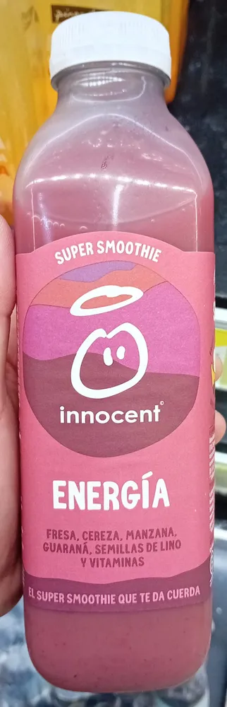 Super Smoothie Energía Fresa, Cereza, Manzana, Guaraná, Semillas de Lino y Vitaminas