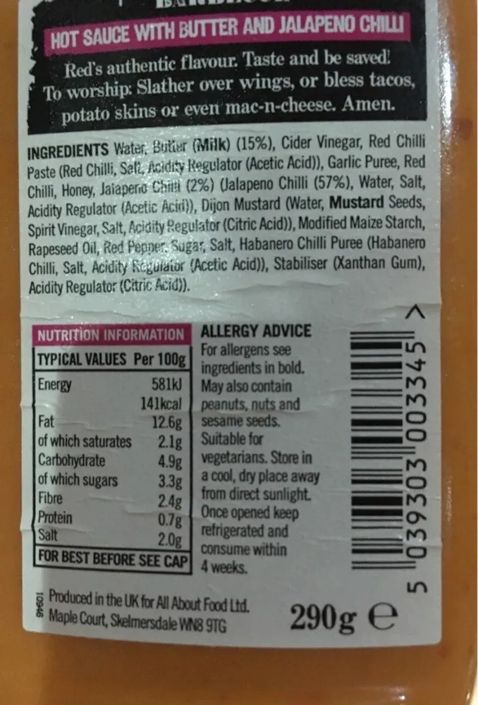 Red's Buffalo Wing Sauce