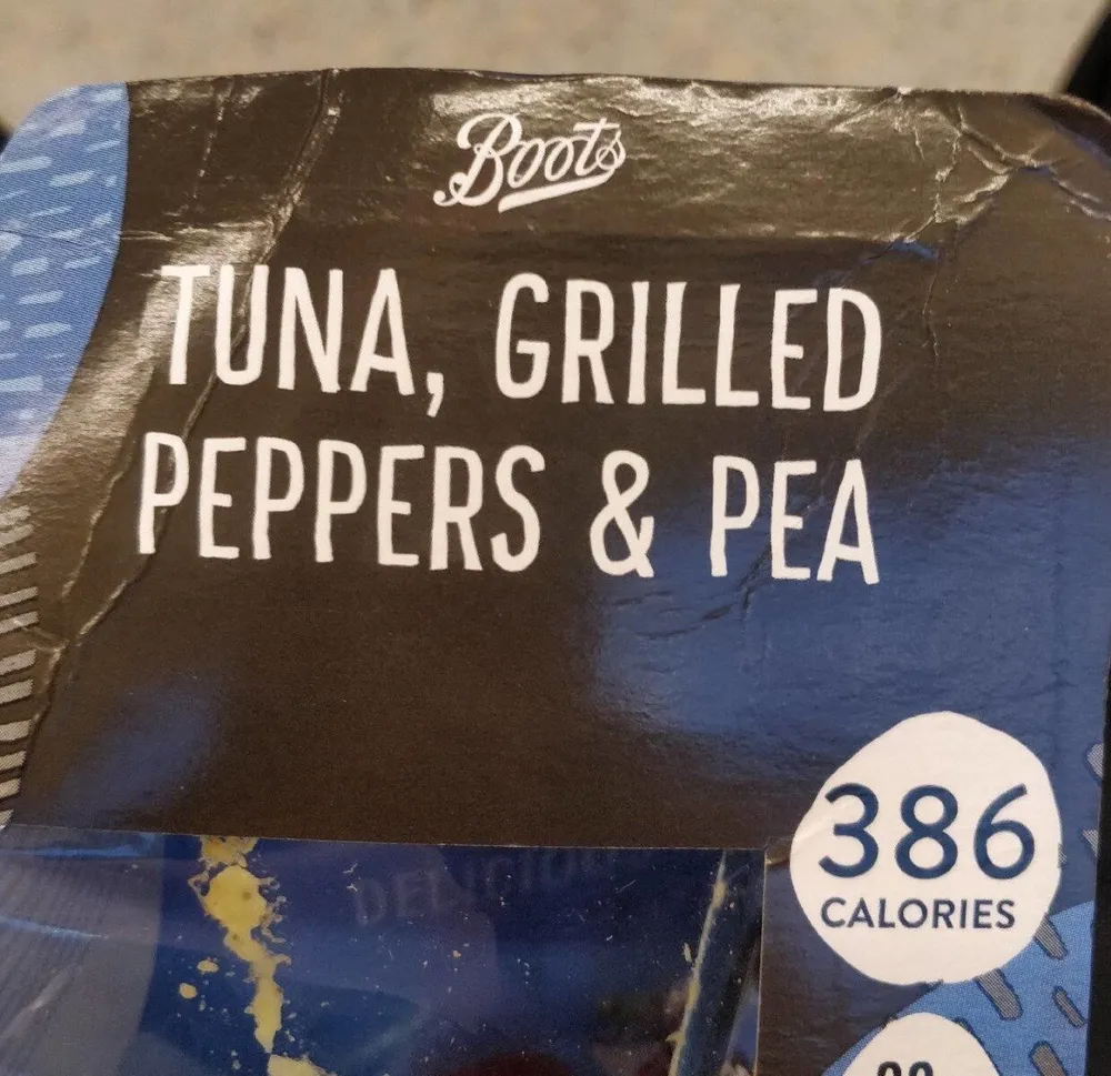 tuna, grill peppers & peas