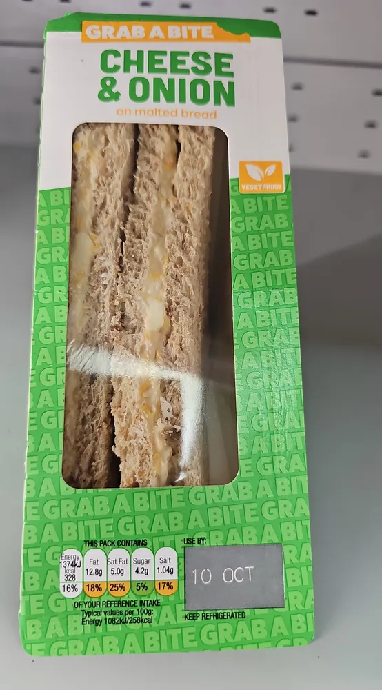 Cheese and onion sandwich