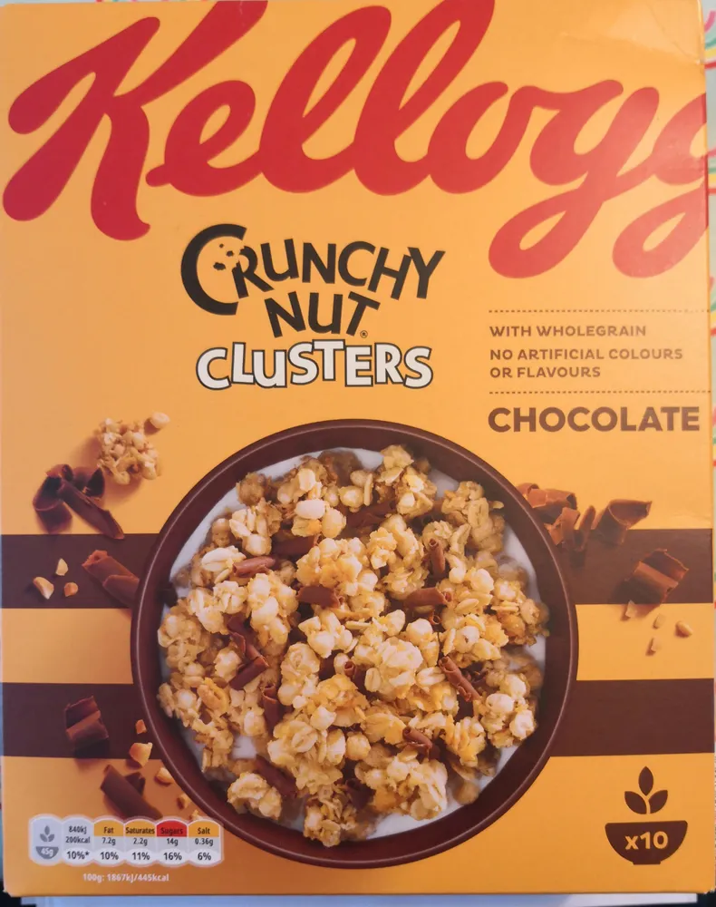 Kelloggs Crunchy Nut Chocolate Clusters Cereal 450G