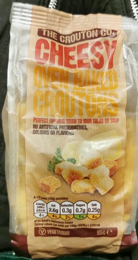 Cheesy oven baked croutons