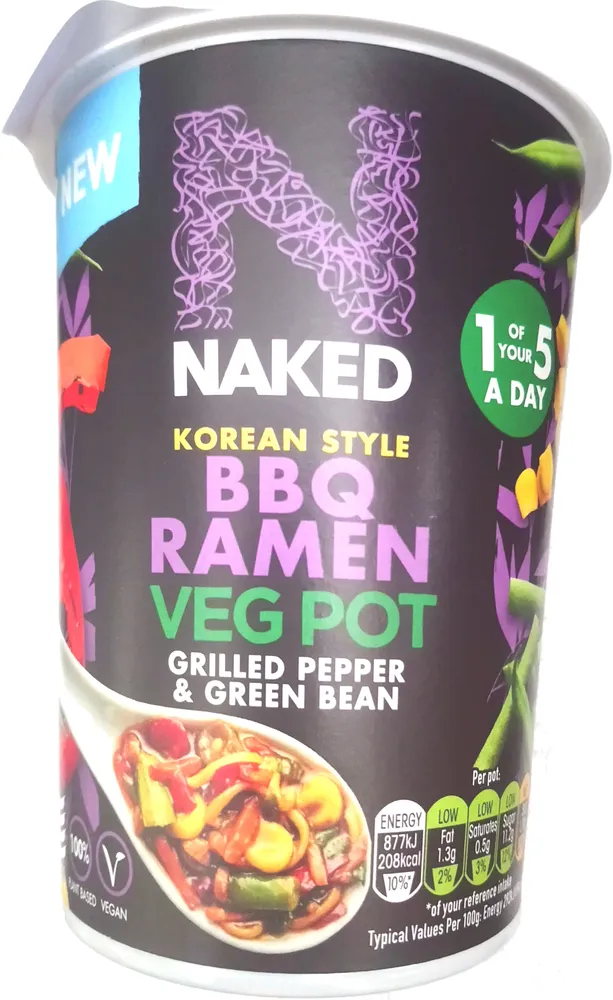 Naked Korean Style BBQ Ramen Veg Pot - Grilled Pepper & Green Bean