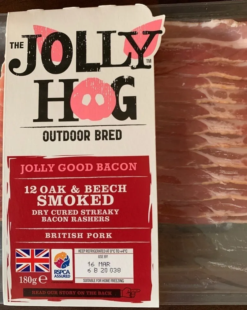 12 oak & beech smoked dry cured streaky bacon rashes