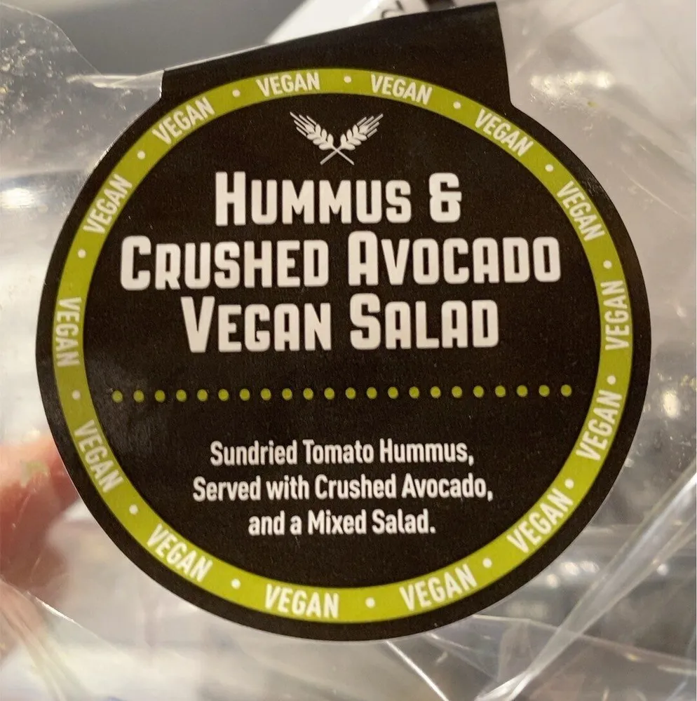 Hummus & crushed avocado vegan salad