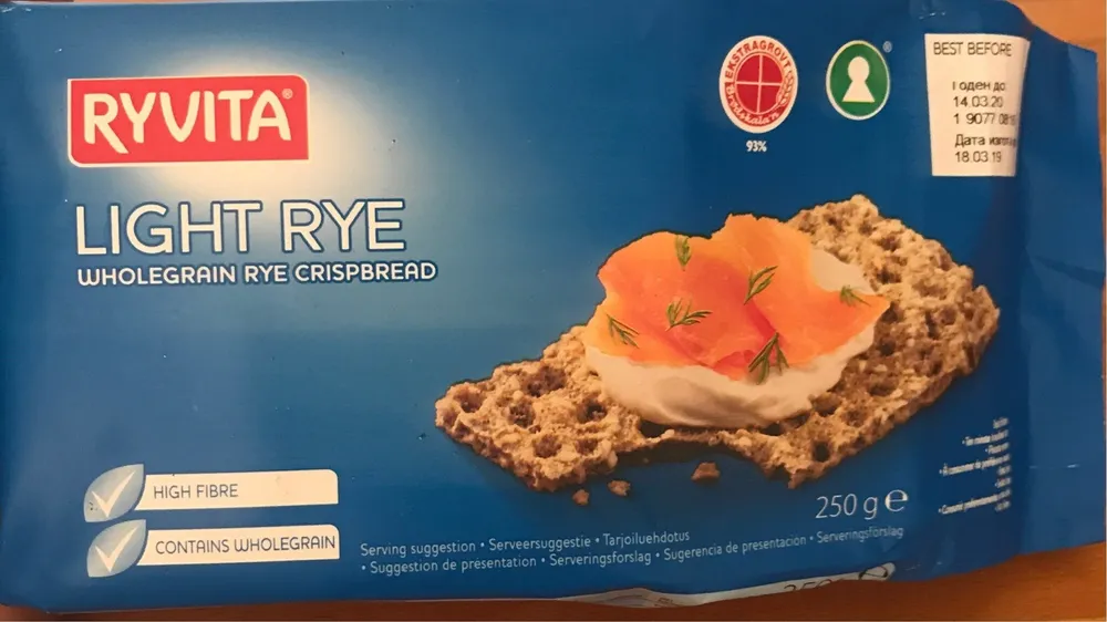 Ligth rye wholegrain rye crispbread