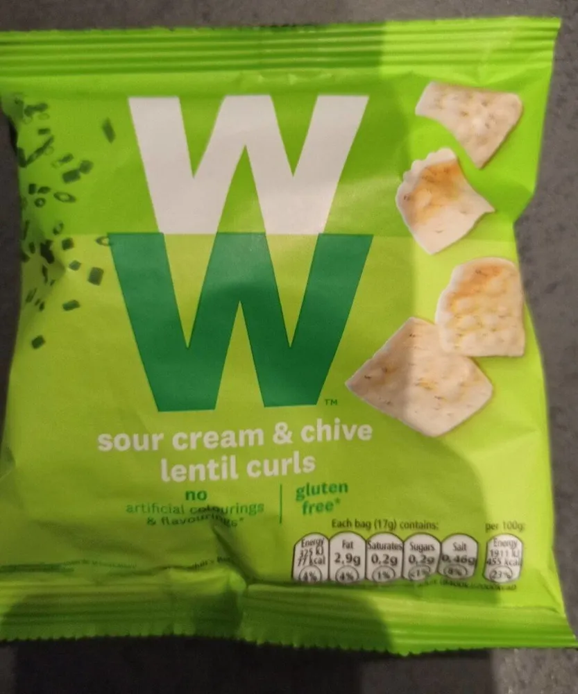 Ww chips sour cream & chive lentil curls