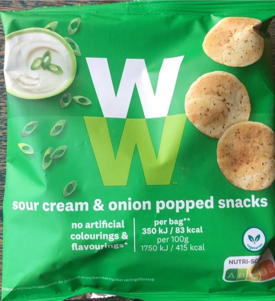 Sour cream and onion popped snacks