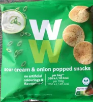Sour cream and onion popped snacks