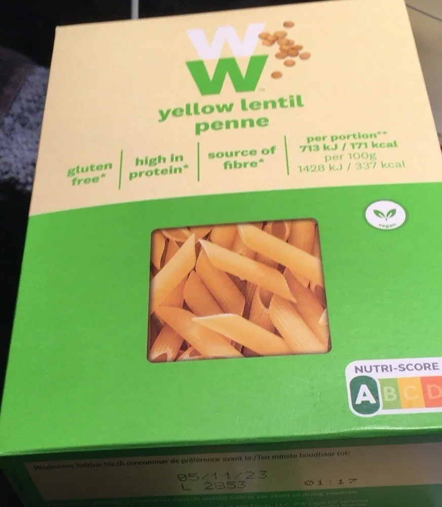 Yellow lentill penne