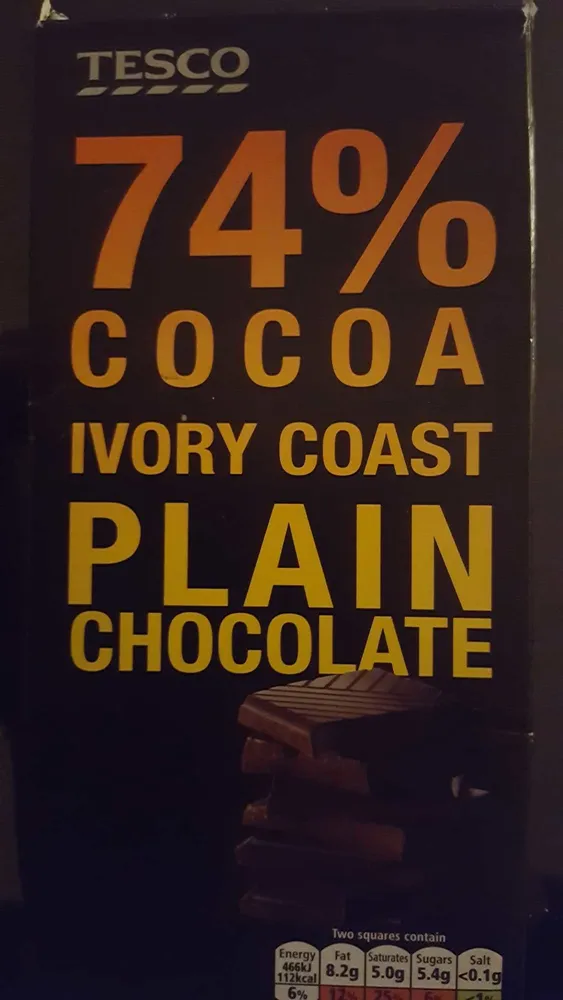 74% cocoa ivory coast plain chocolate