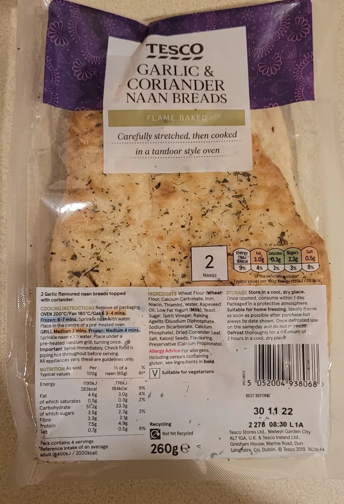 Garlic & coriander naan breads