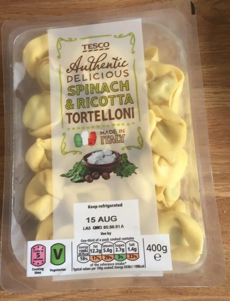 Authentic delicious spinach & ricotta tortelloni