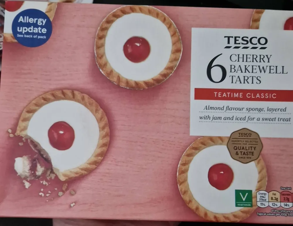 Tesco Cherry Bakewell Tarts 6 Pack