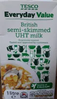 British semi-skimmed UHT milk