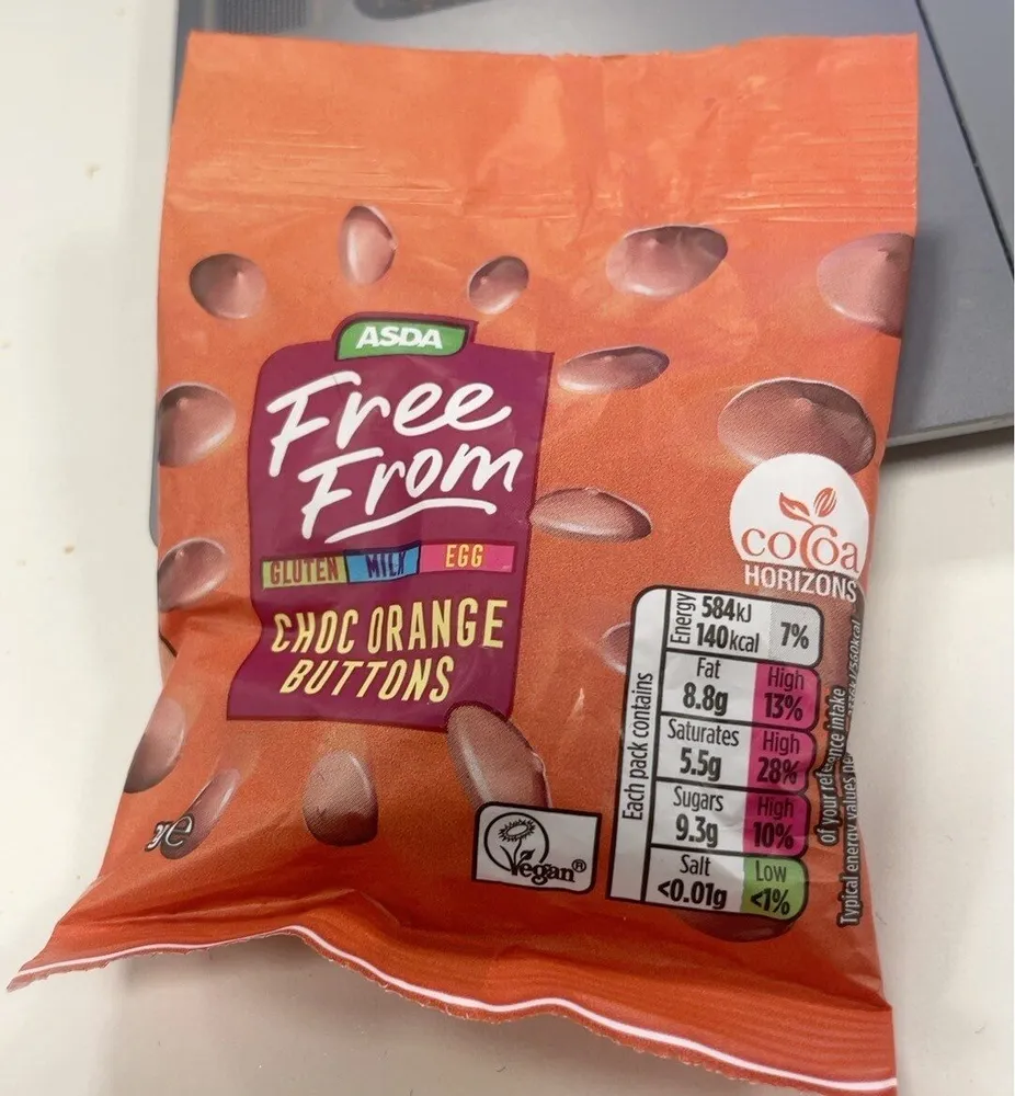 Free from choc orange buttons