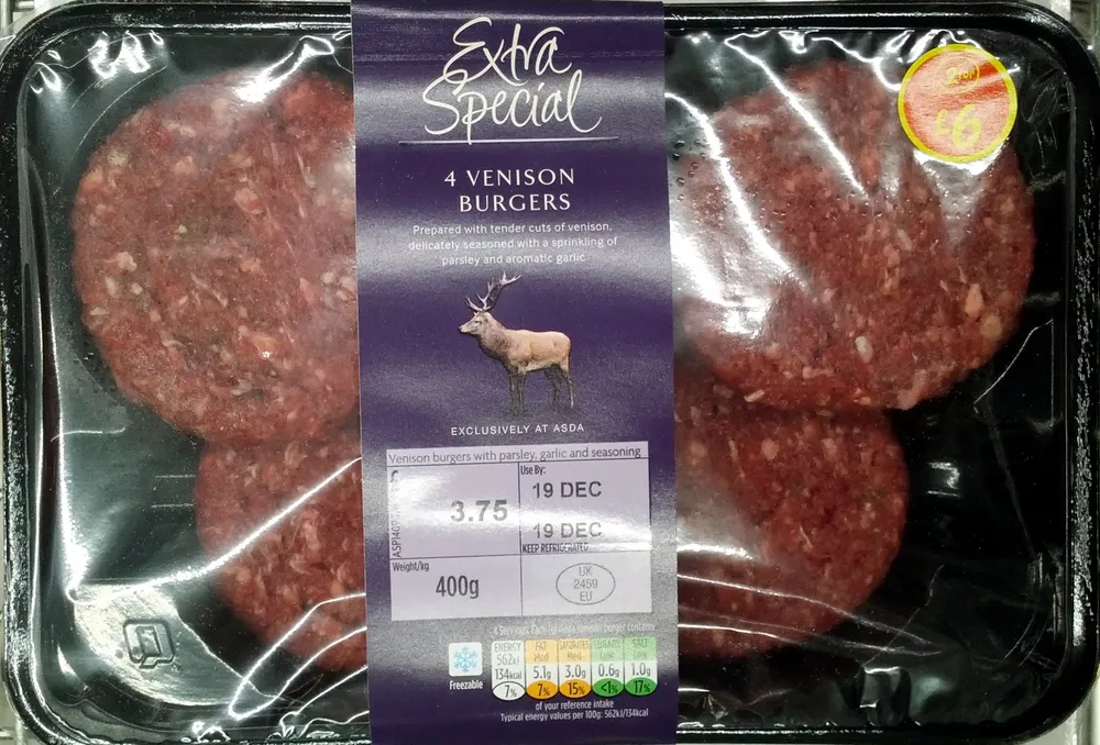 4 venison burgers