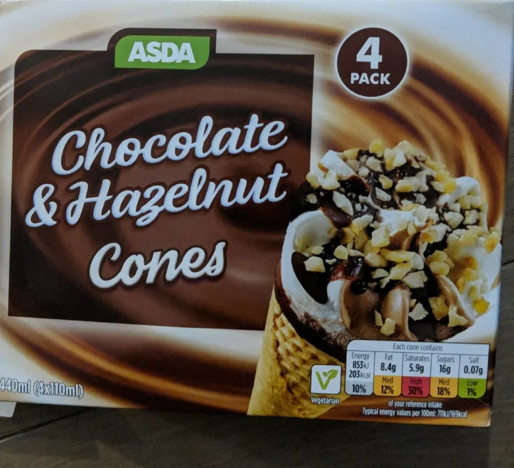 Chocolate and hazelnut cones