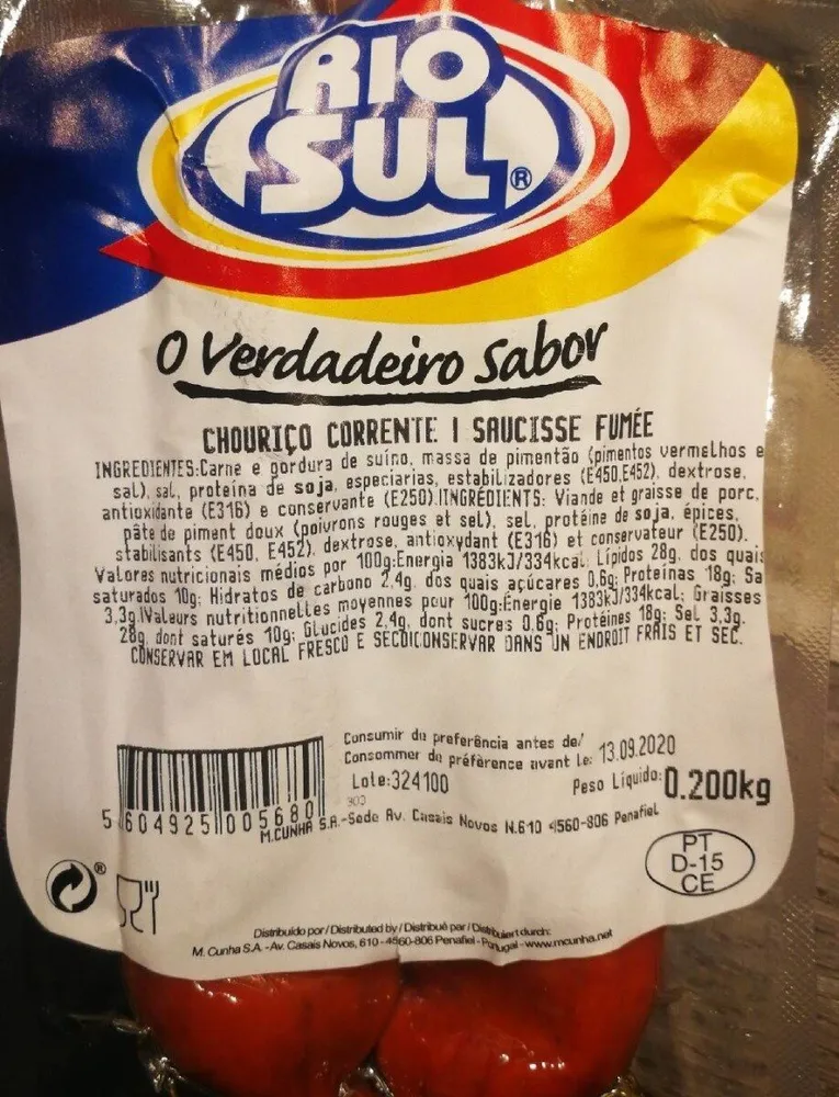Chorizo corrente saucisse fumée