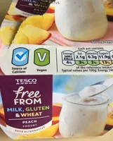 Peach yogurt free from milk and gluten