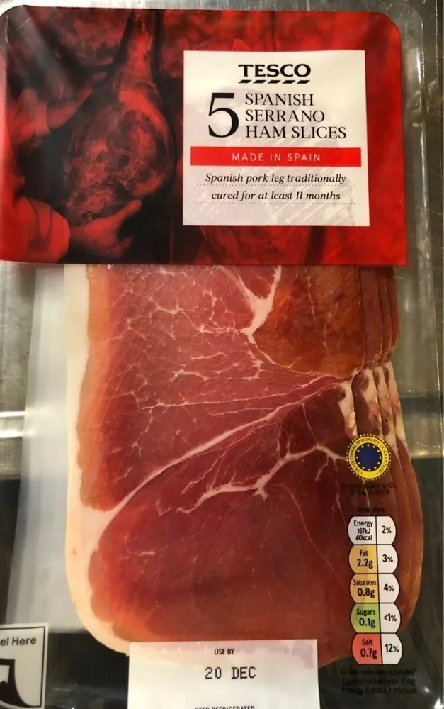 5 spanish serrano ham slices