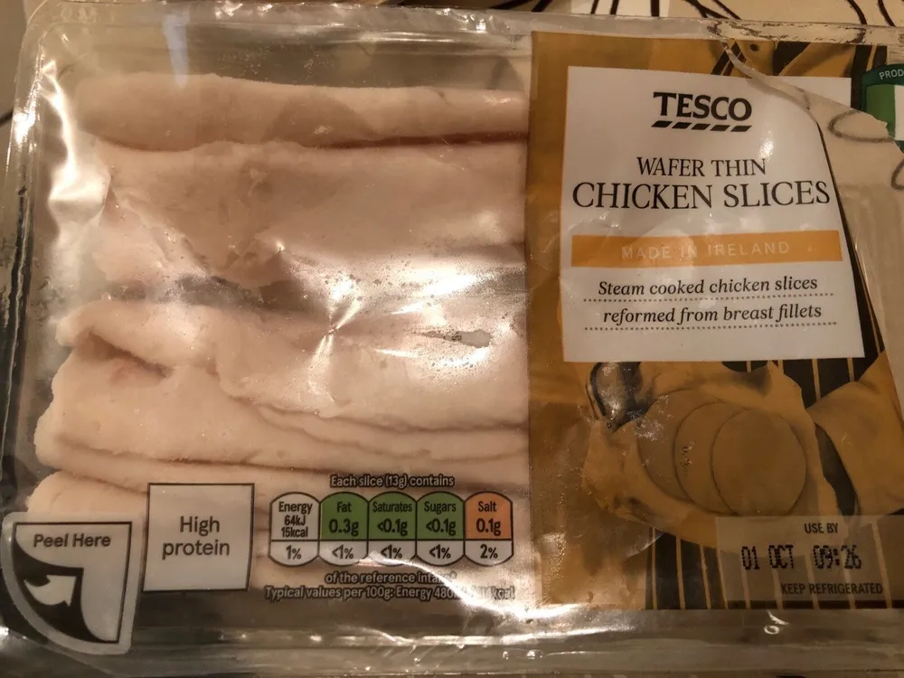Wafer thin chicken slices