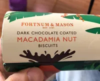 Dark chocolate coated macadamia nut biscuits