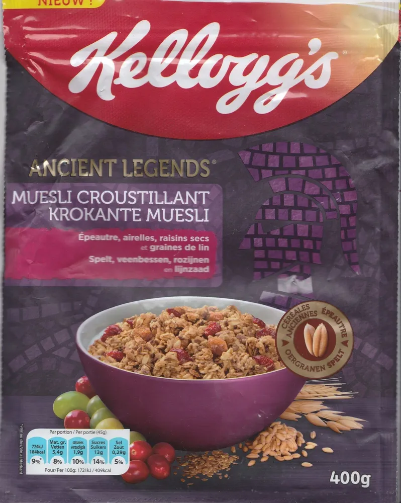 Muesli Croustillant (Epeautre, airelles, raisins secs et graines de lin)