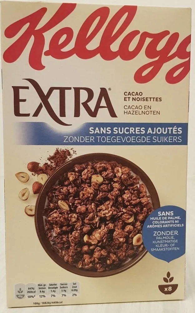 Céréales Extra Sans Sucres Ajoutés Kellogg's Cacao & Noisettes