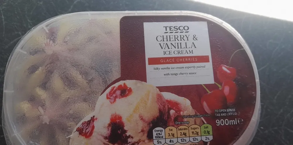 Cherry and vanilla ice cream