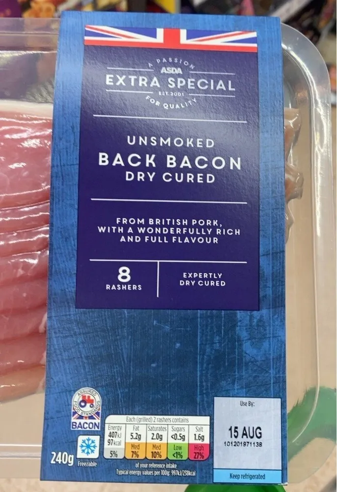 Unsmoked bacon dry cured