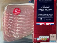 Oak smoked British back bacon dry cured