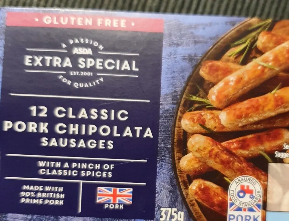 Classic pork chipolata sausages gluten free extra special