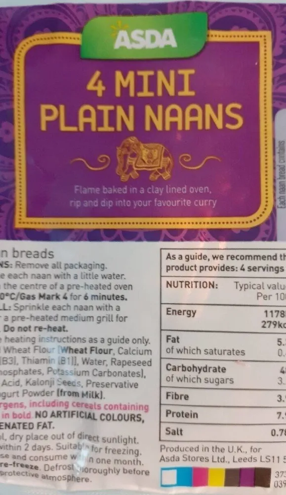 4 Mini Plain Naans