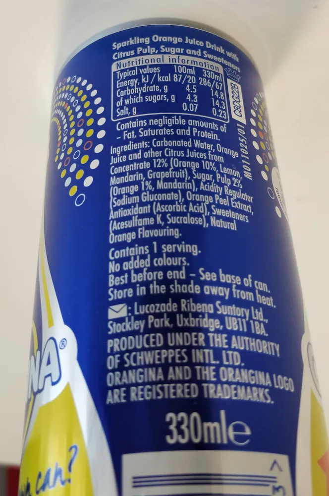 Orangina Slim Can